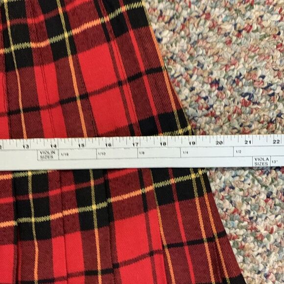 Vintage 80s KGR Petite Red Tartan Plaid Wool Pleated School Girl Skirt Size 8P - Picture 8 of 11